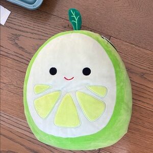 Squishmallows Lime Green and White Citrus Pillow